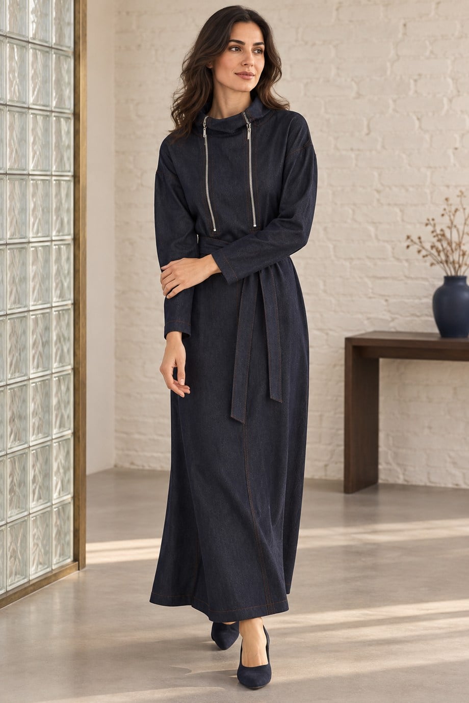 SOUL32475-2K7 SOUL ELBİSE-NAVY