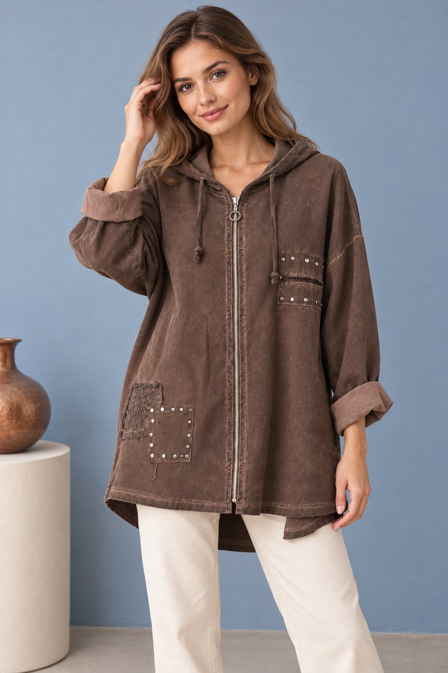 VELA11099-2K7 VELA CEKET-KAHVE