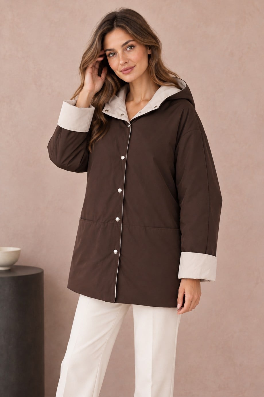 VELA2383-2K7 VELA CEKET-KAHVE