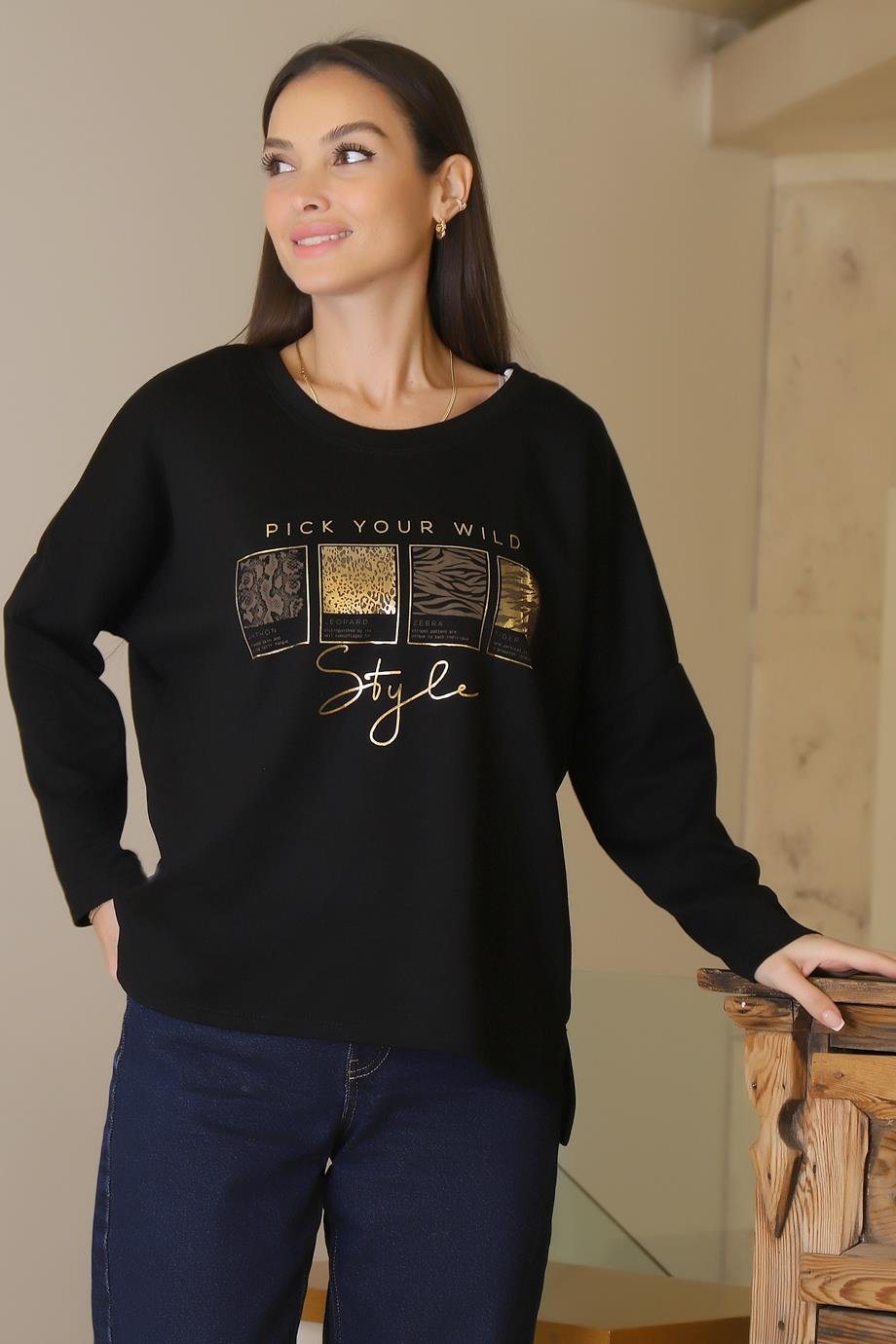 VELA25559-2K6 VELA BLUZ-SİYAH