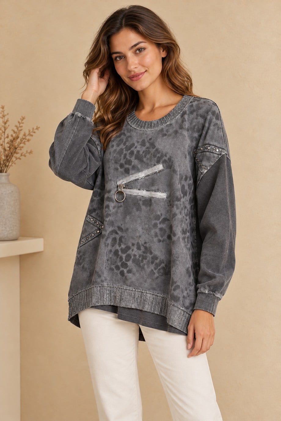 VELA58939-2K7 VELA BLUZ-ANTRASİT