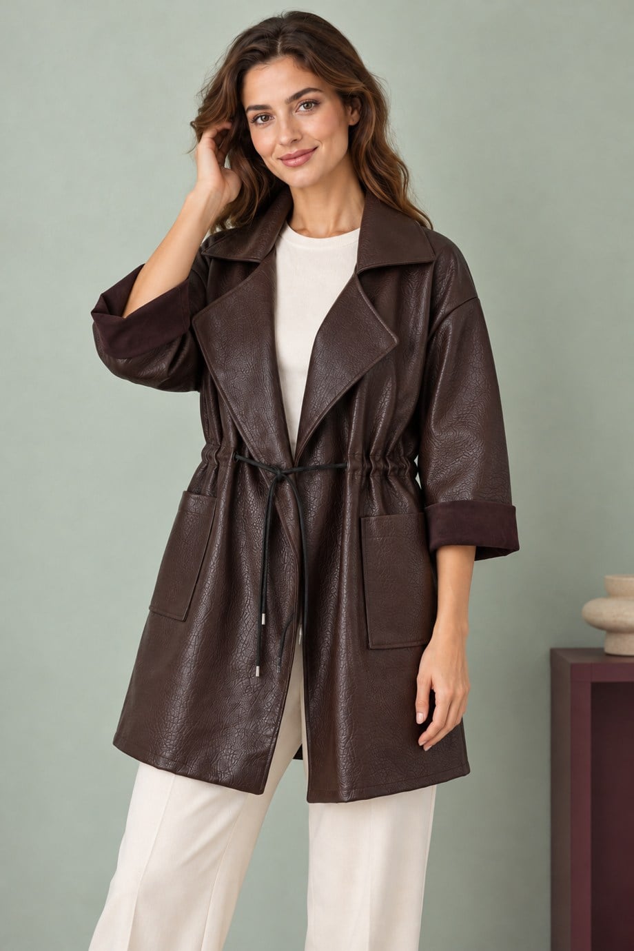 VELA61557-2K7 VELA CEKET-KAHVE