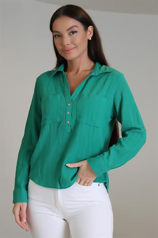 Fuşya Renk Uzun Kollu Kadın Gömlek 0355-2Y3