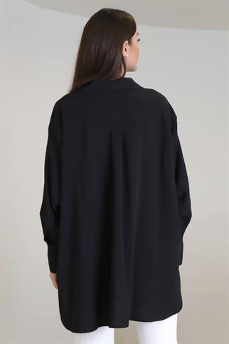 Uzun Kollu Siyah Renk Salaş Gömlek 10204-2Y3