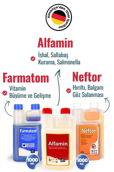 3lü Set Farmatom Vitamin-Neftor Hırıltı-Alfamin İshal-1 Litre