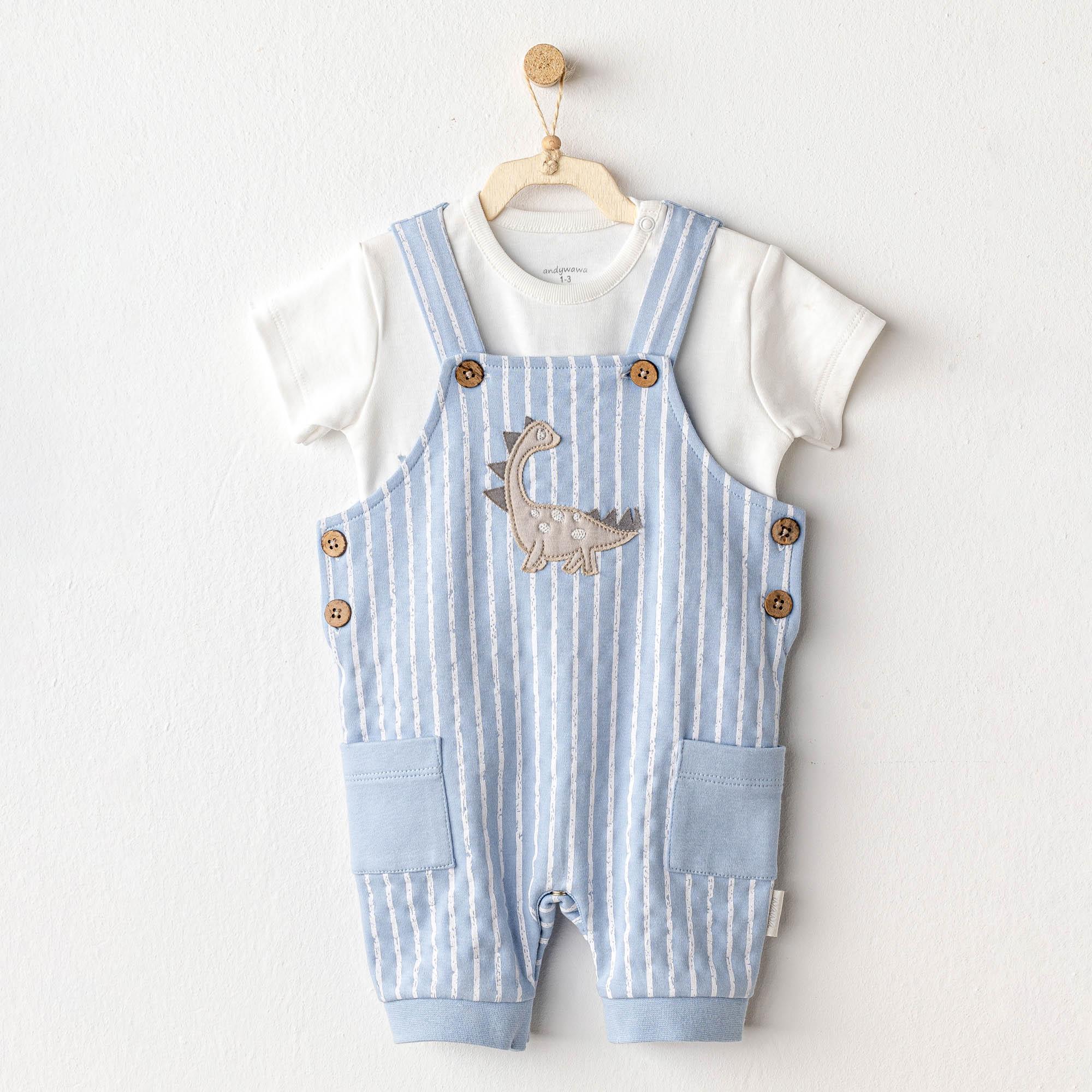 ANW-AC25914Erkek Bebek Salopet Takım Jumpsuit Set AC25914