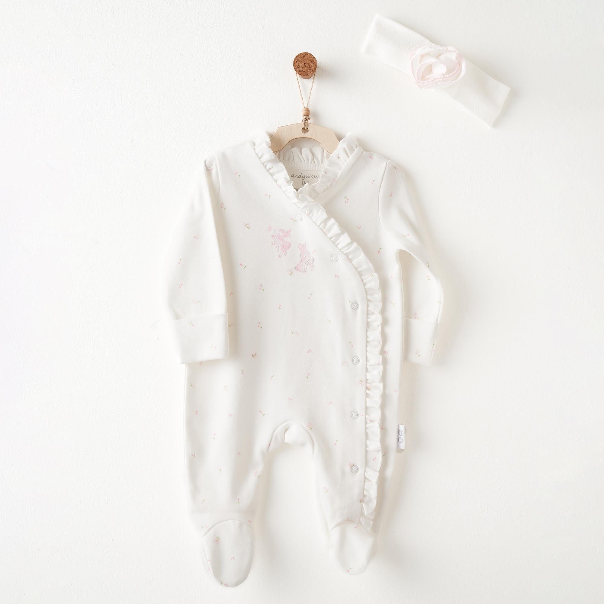 ANW-AC26503Kız Bebek Tulum Takım Romper Band Set Summer Tıme ANW-AC26503