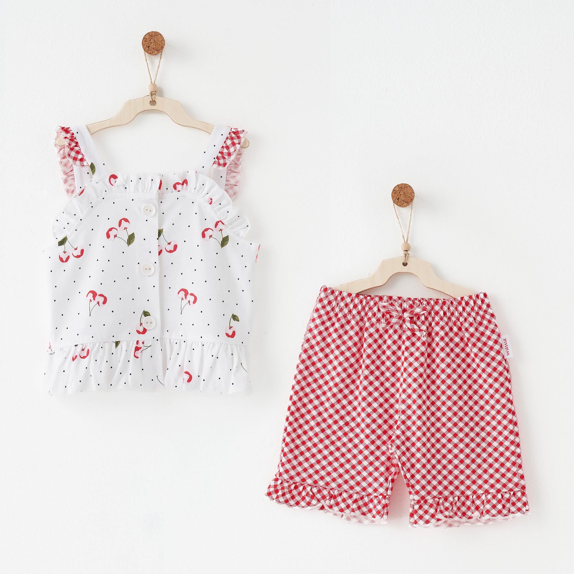 ANW-AC26684Kız Bebek Takım 2 Parça Set Cherry Chatty ANW-AC26684