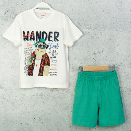 DMB-7634Erkek Çocuk Wander Baskılı Penye Şort Takım DMB-7634
