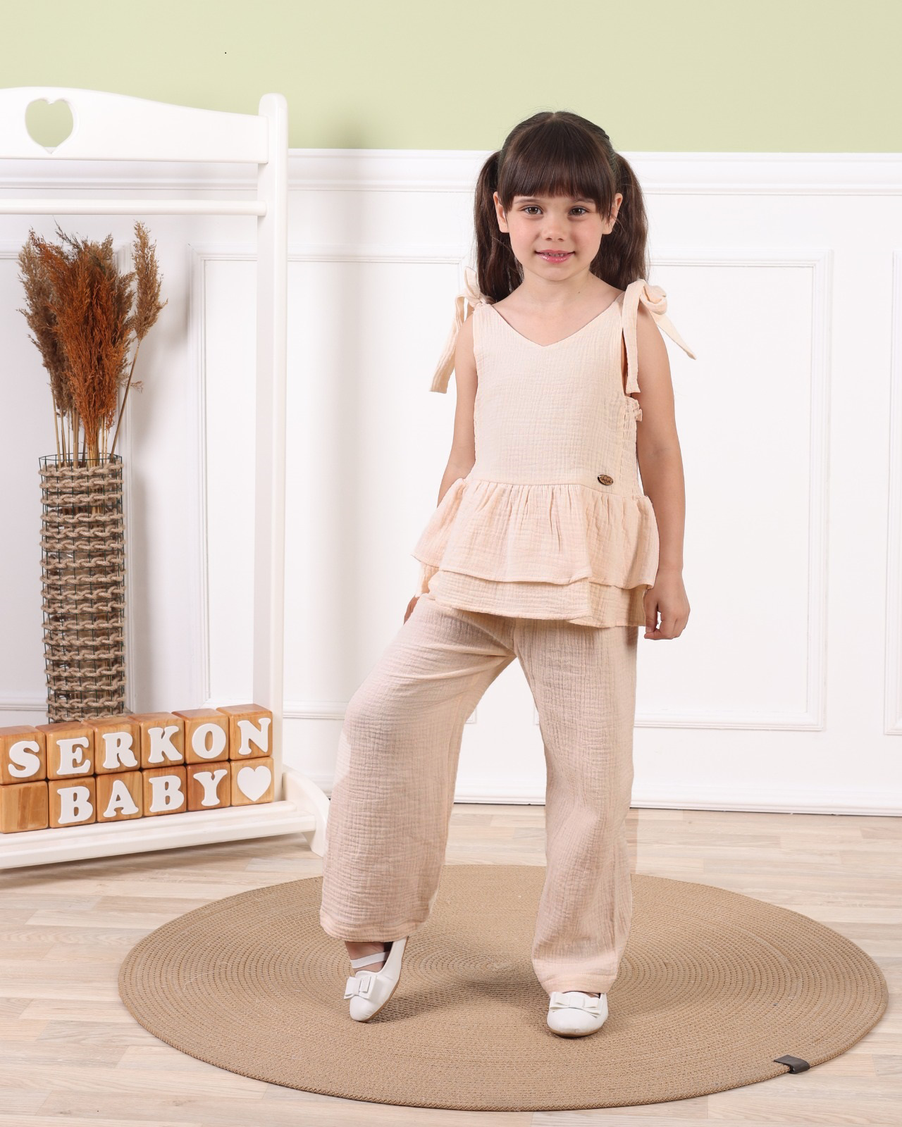 SER-0853Serkon Kız Askılı Bluz Müslin Takım SER-0853