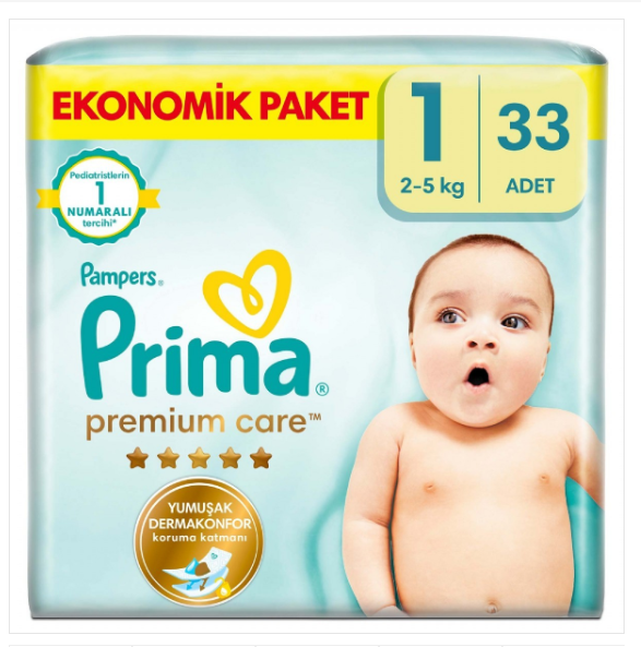 PRI-444Prima Bebek Bezi Premium Care 1 Beden Yenidoğan 33'lü