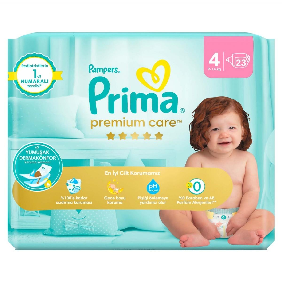 PRI-456Prima Bebek Bezi Premium Care 4 Beden 23 Adet Maxi İkiz Paket
