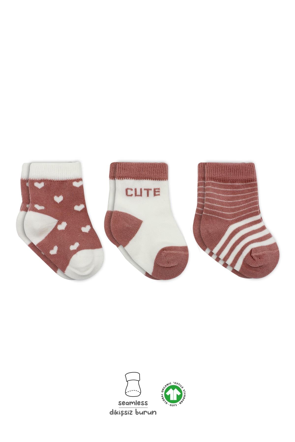 BIS-10115Bebek Cute Stars Penye 3'lü Soket Çorap