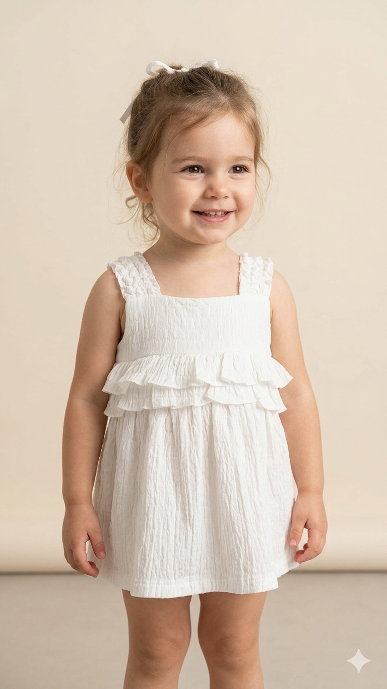 CKB-500555Kız Çocuk Dokuma Bebe Elbise CKB-500555