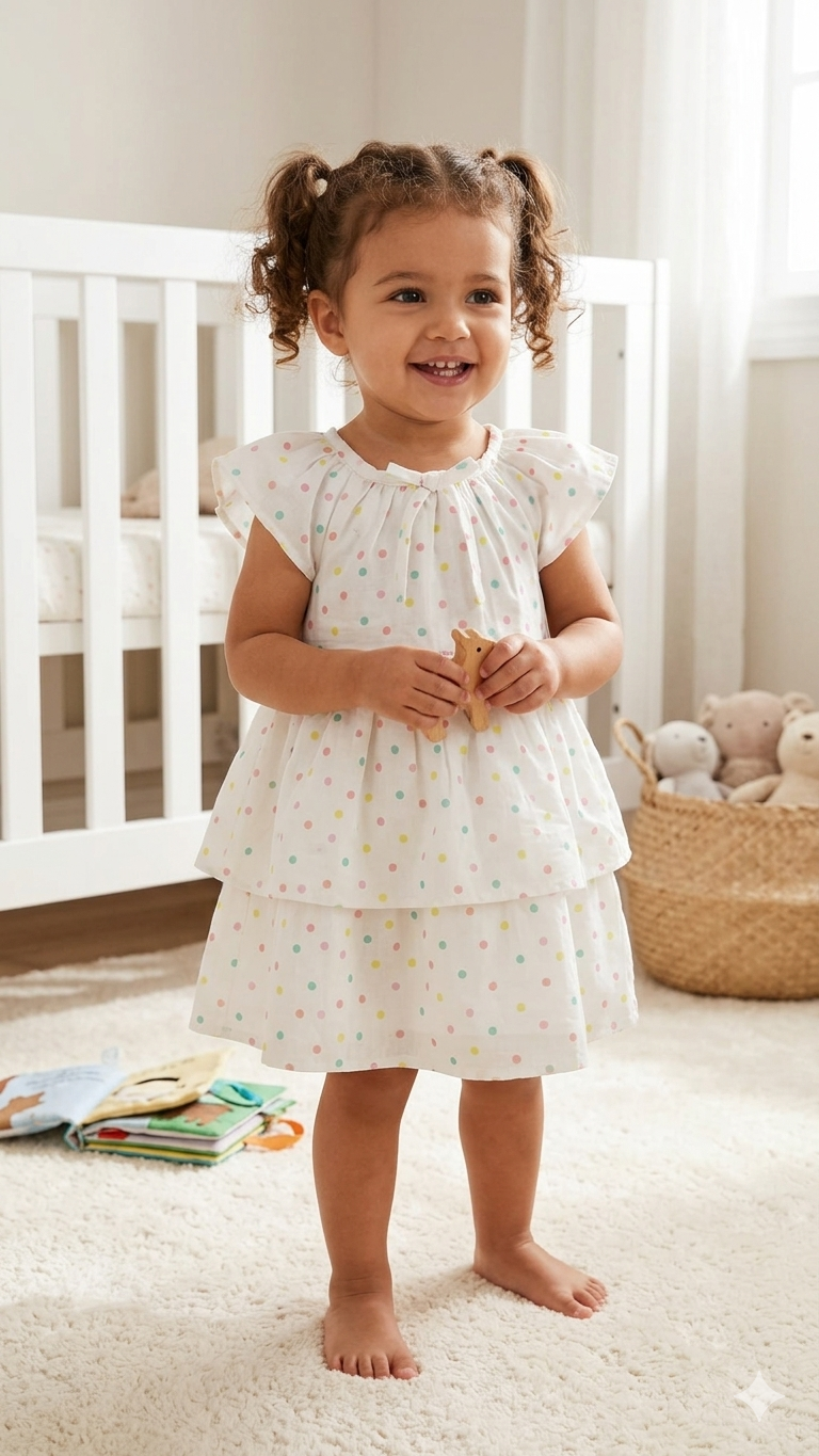 CKB-50527Kız Bebek Puantiyeli  Elbise CKB-50527