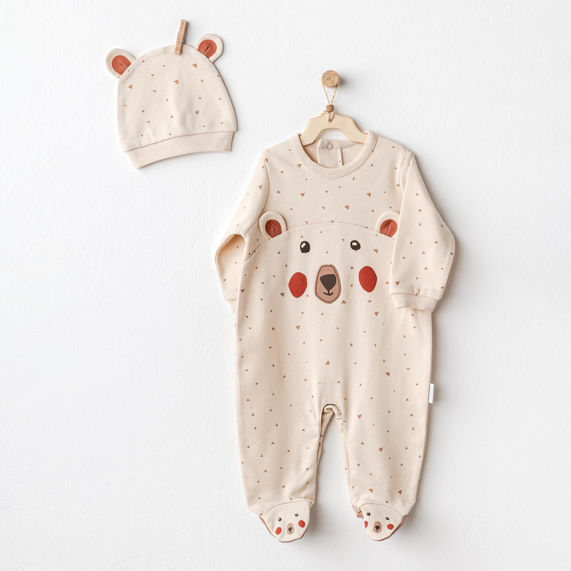 ANW-AC25023Erkek Bebek Tulum Takım Romper Hat Set Adventurous Bear AC25023