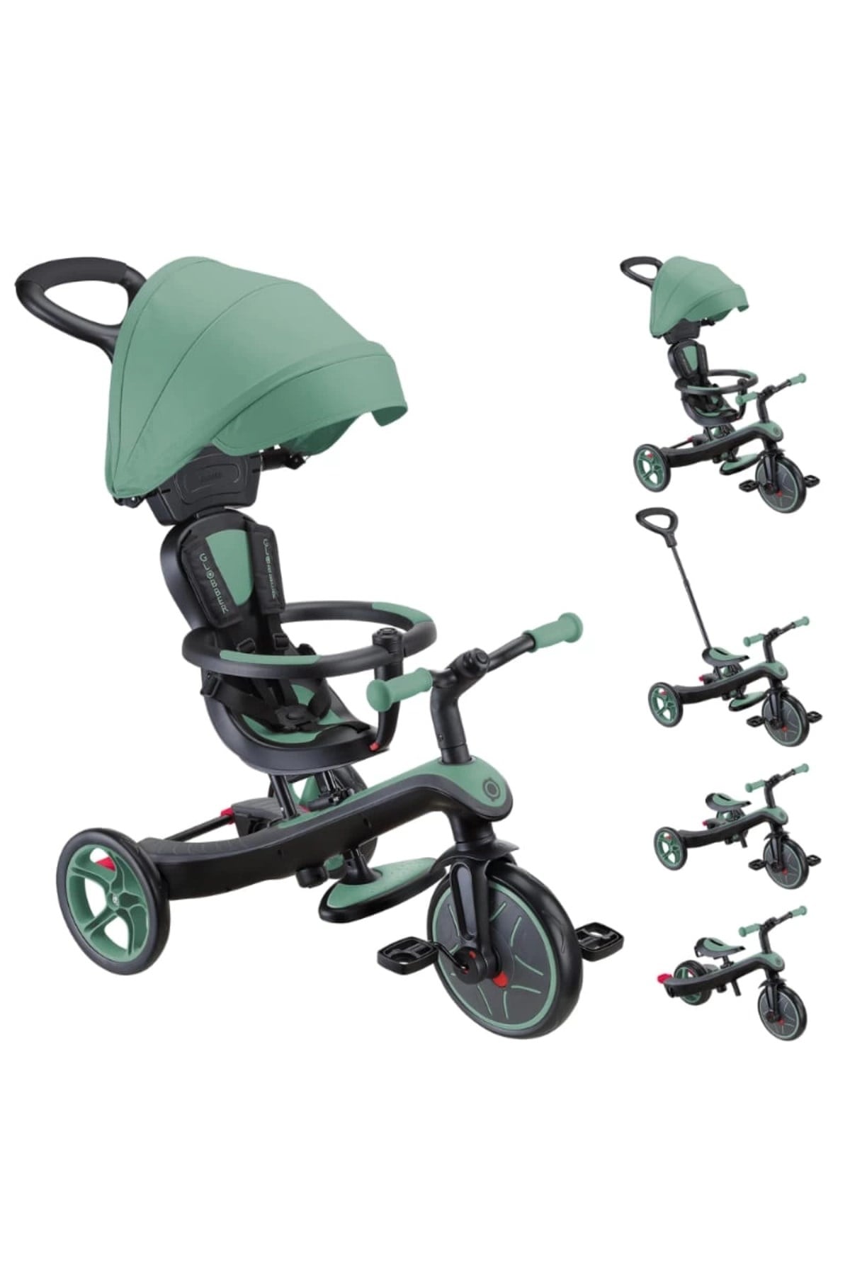 GLO-634-104Globber Exolorer 4 in 1 Trike 3 Tekerli Çocuk Bisikleti - Zeytin Yeşili