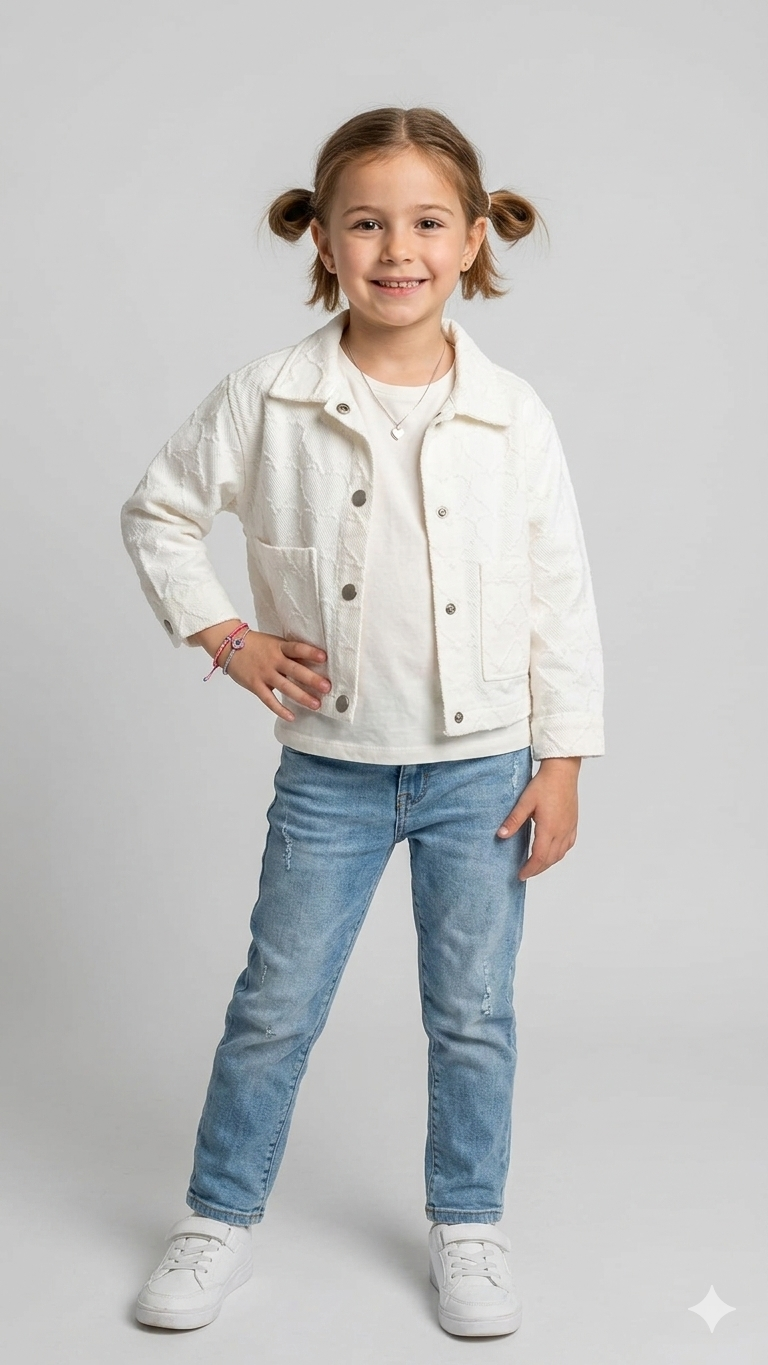 DMB-9947Kız Çocuk Kalp Desen Gabardin Ceket DMB-9947