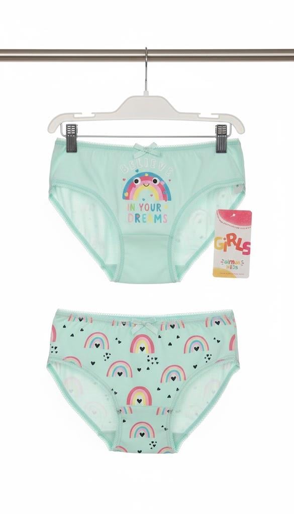 ELM-S05Kız Çocuk Gökkuşağı 2'li Slip ELM-S05