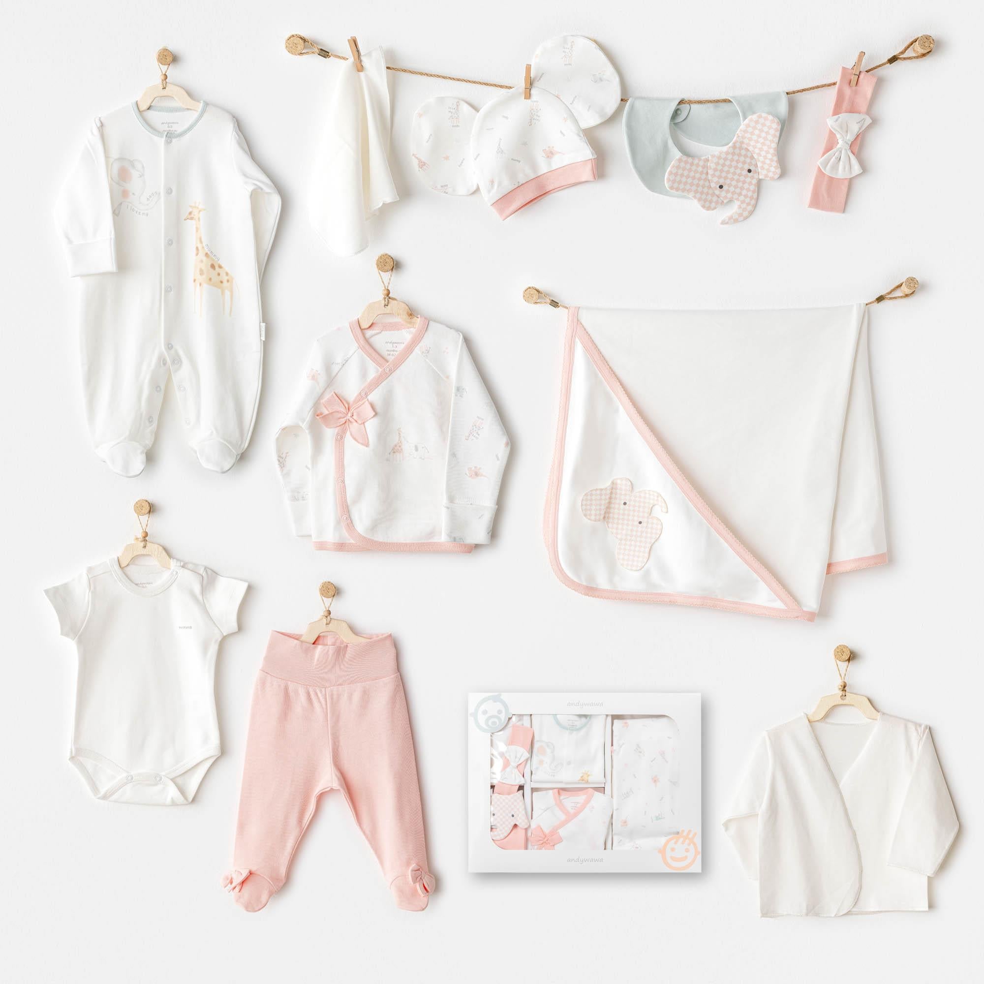 ANW-AC25501Kız Bebek Hastane Çikişi 10 Pcs Newborn Set Love Family AC25501
