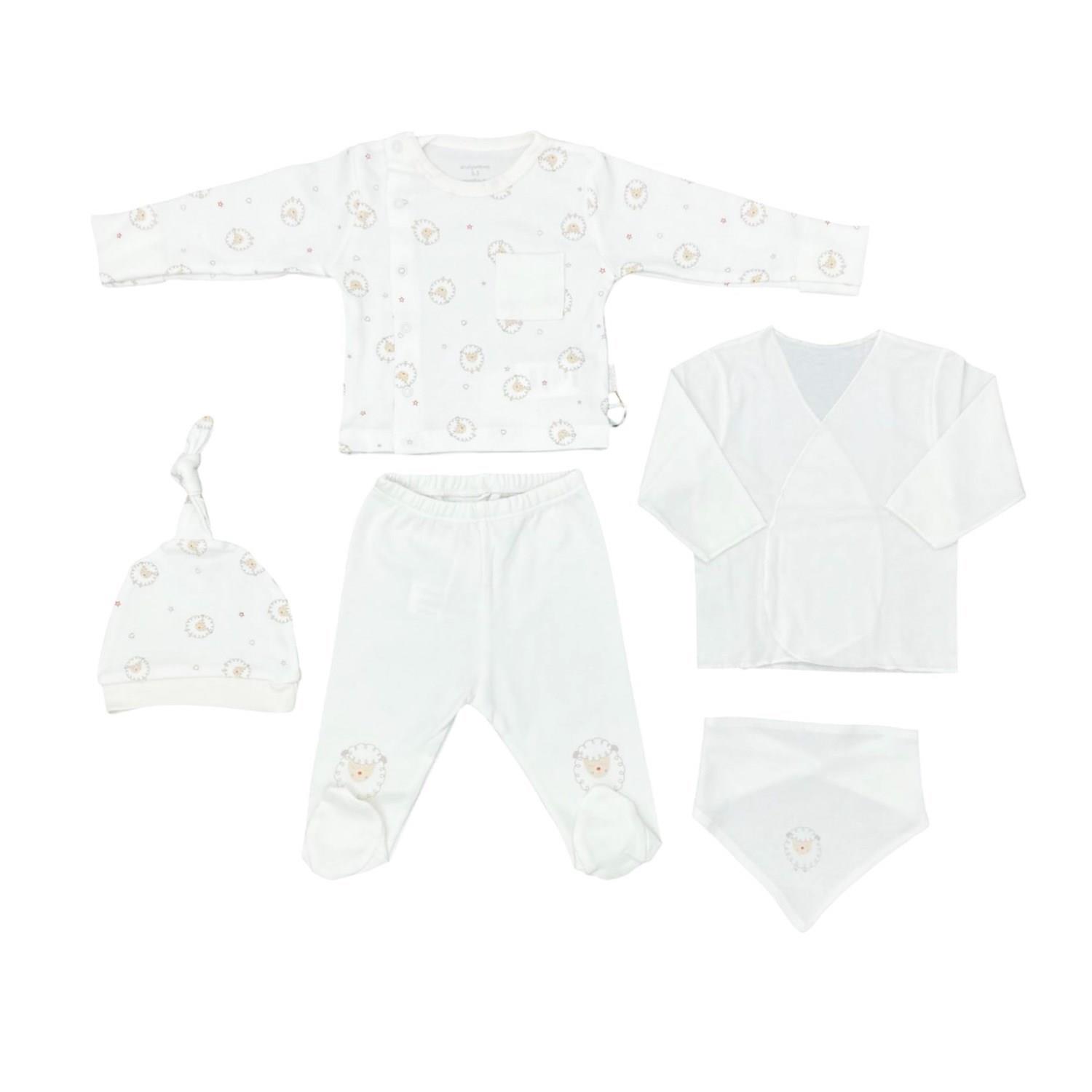 ANW-AC25560Erkek Bebek Hastane Çikişi 5 Pcs Newborn Set Tinny Ships AC25560