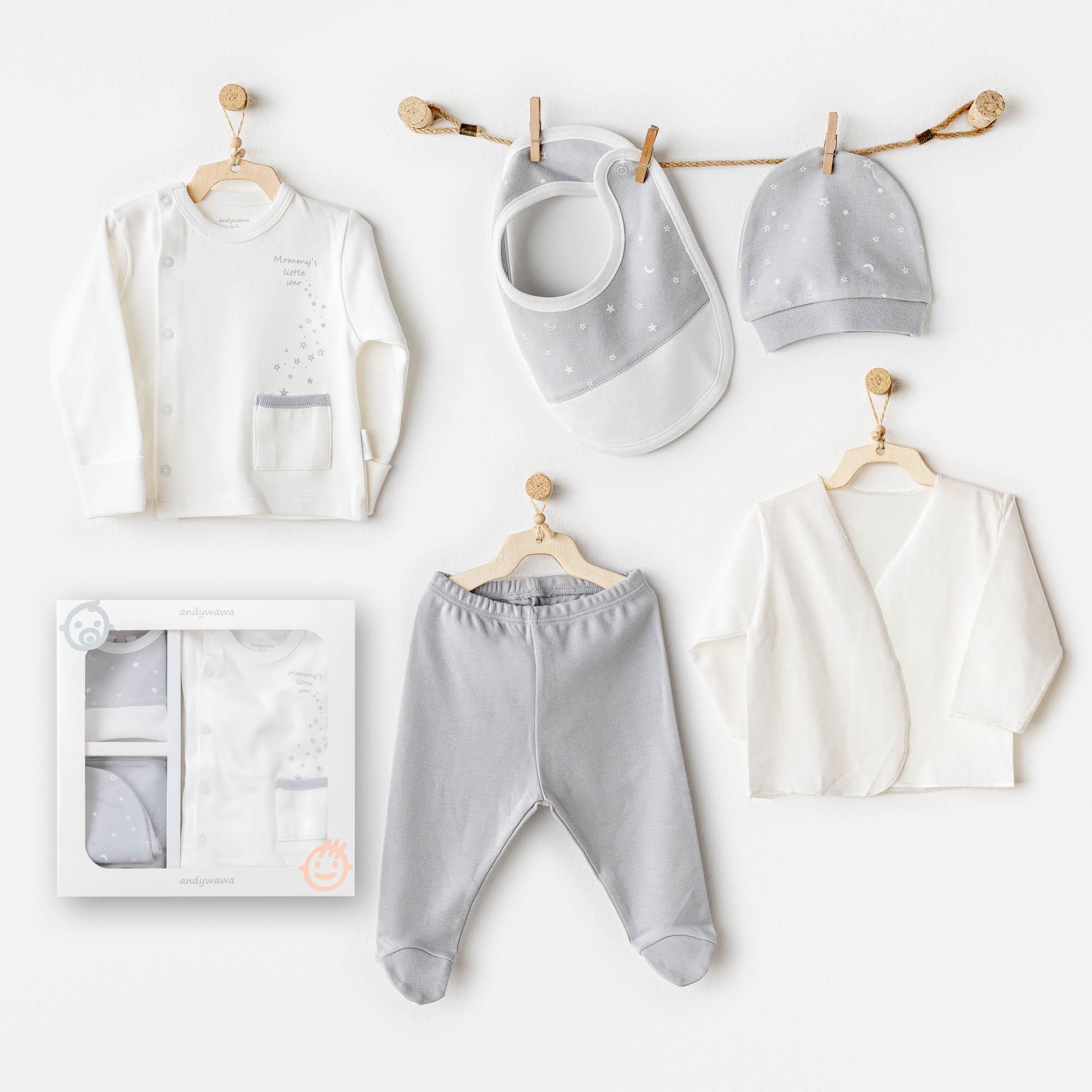 ANW-AC25700Erkek Bebek Hastane Çikişi 5 Pcs Newborn Set Mommy’s Little Star AC25700