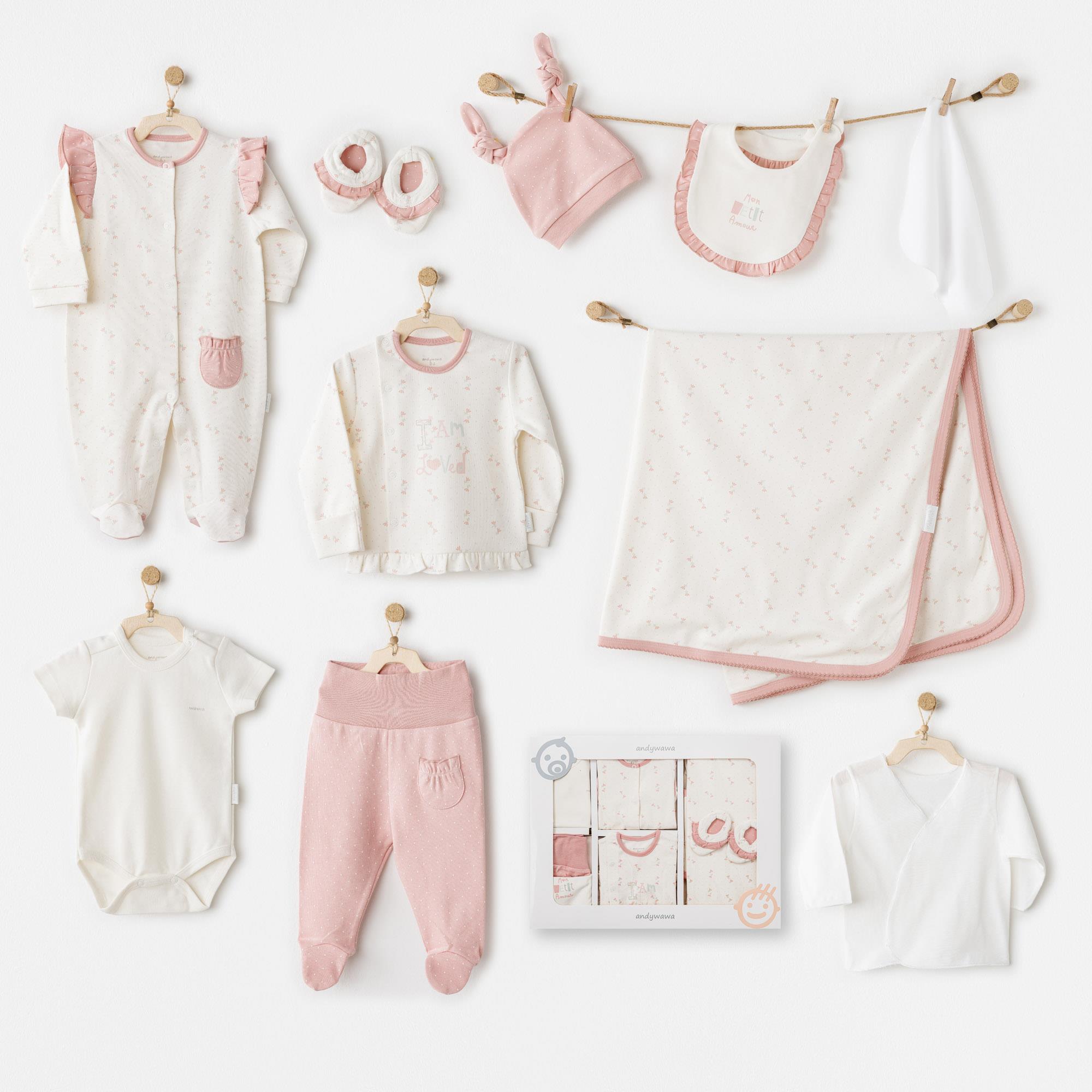 ANW-AC26081Kız Bebek Hastane Çıkışı 10 Parça Yenidoğan Set Petit Amour AC26081