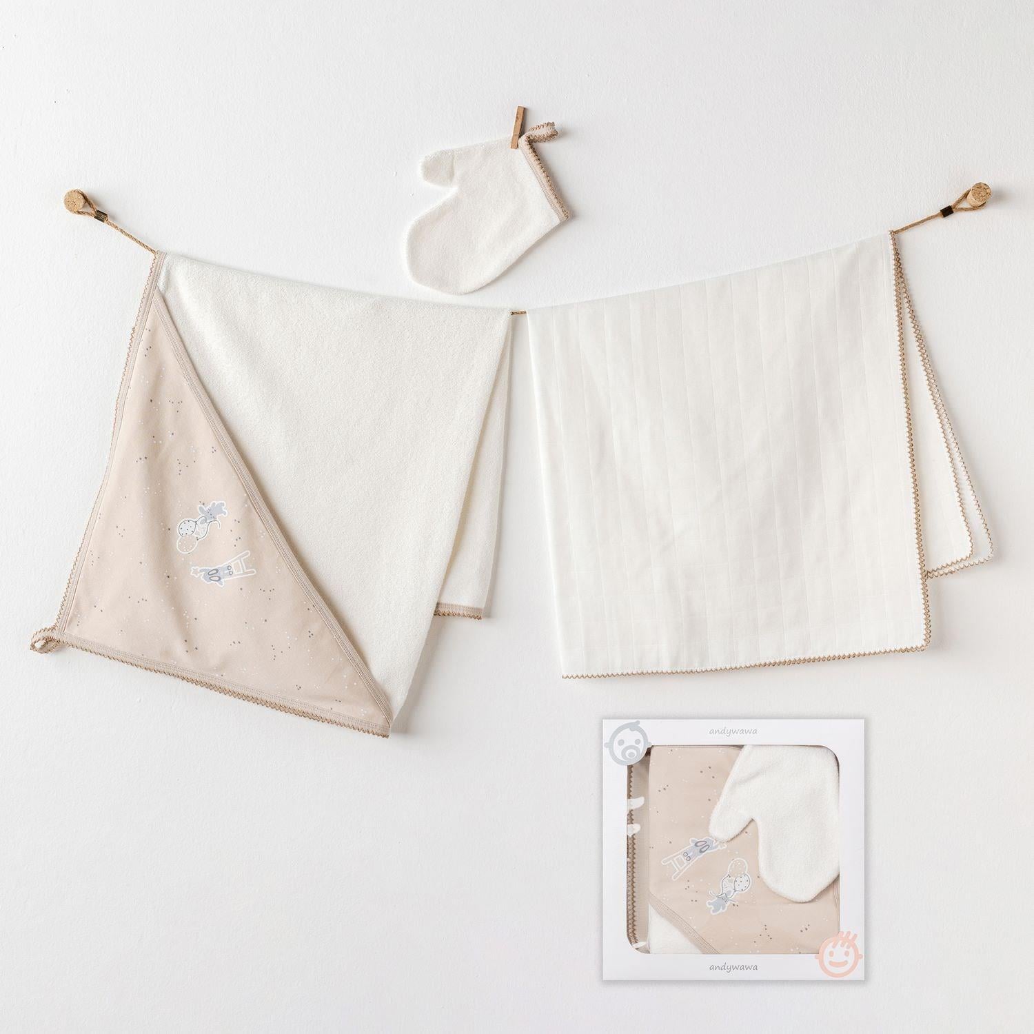 ANW-AC25069Erkek Bebek Havlu Takım 3 Pcs Towel Muslin Set Happy Everyday AC25069