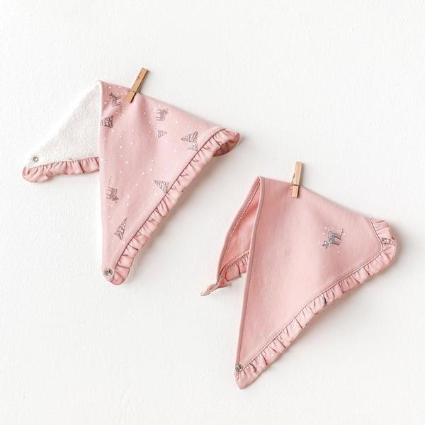ANW-AC25051Kız Bebek Fular 2'li Bibs  Puppy Gazelle AC25051