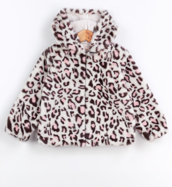 BBR-4957Kız Çocuk Pelüş Leopar Desenli Mont BBR-4957