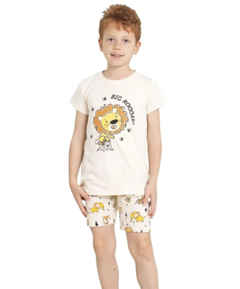 ELM-3216Erkek Çocuk Yazlık Şortlu Pijama Takımı Aslan