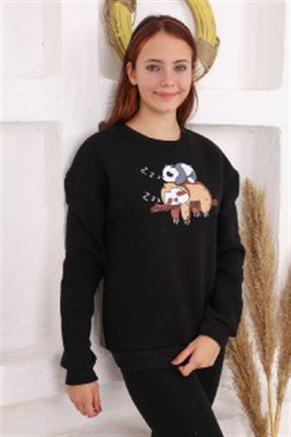 NBK-CRY-1387Name Kids 1387 Unisex Çocuk Kaola Desen Kapşonlu İçi Şardonlu Sweat