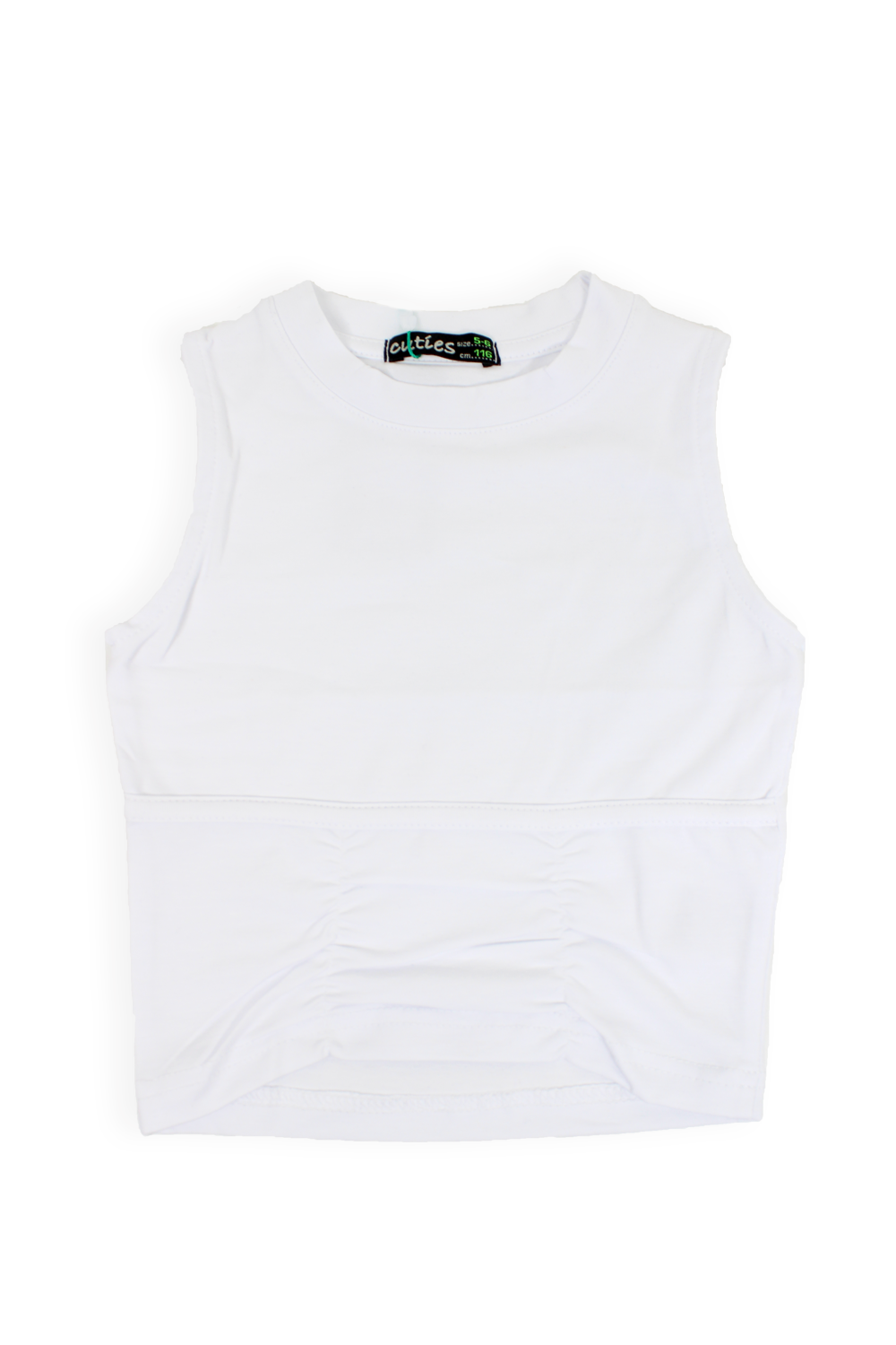 WRG-3511Kız Çocuk 5-14 Yaş Kolsuz Önden Büzgülü Crop Body