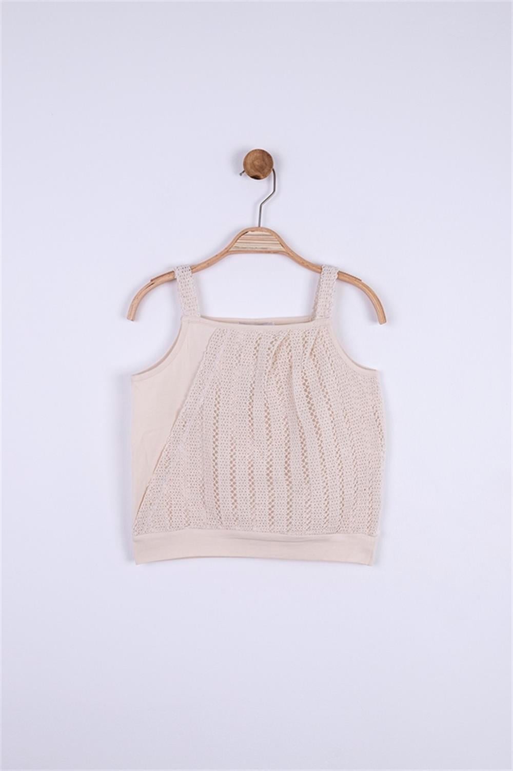 NKY-34405Kız Çocuk Güpür Deyatlı Crop Atlet Body