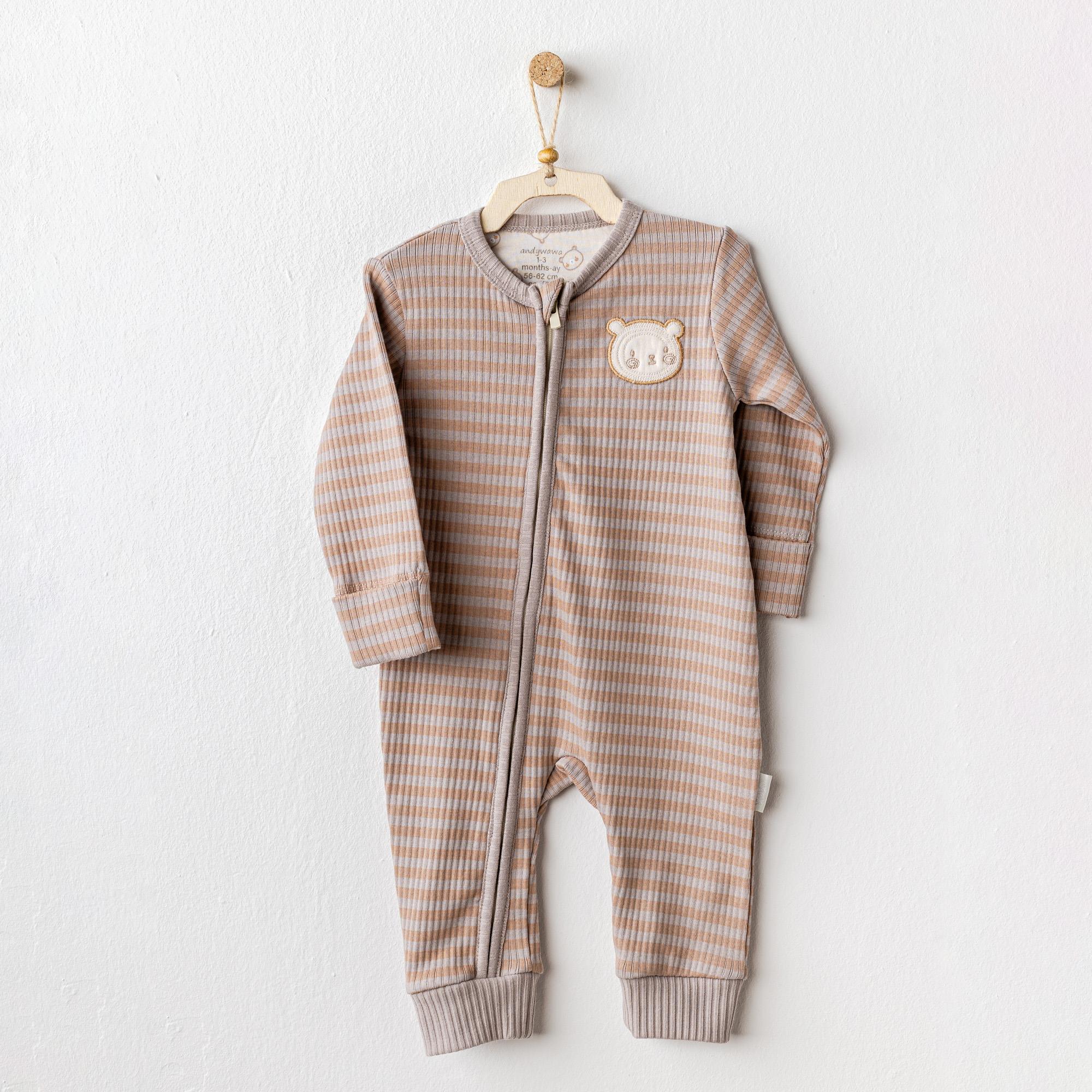 ANW-AC25184Erkek Bebek Tulum Romper Bear Time AC25184