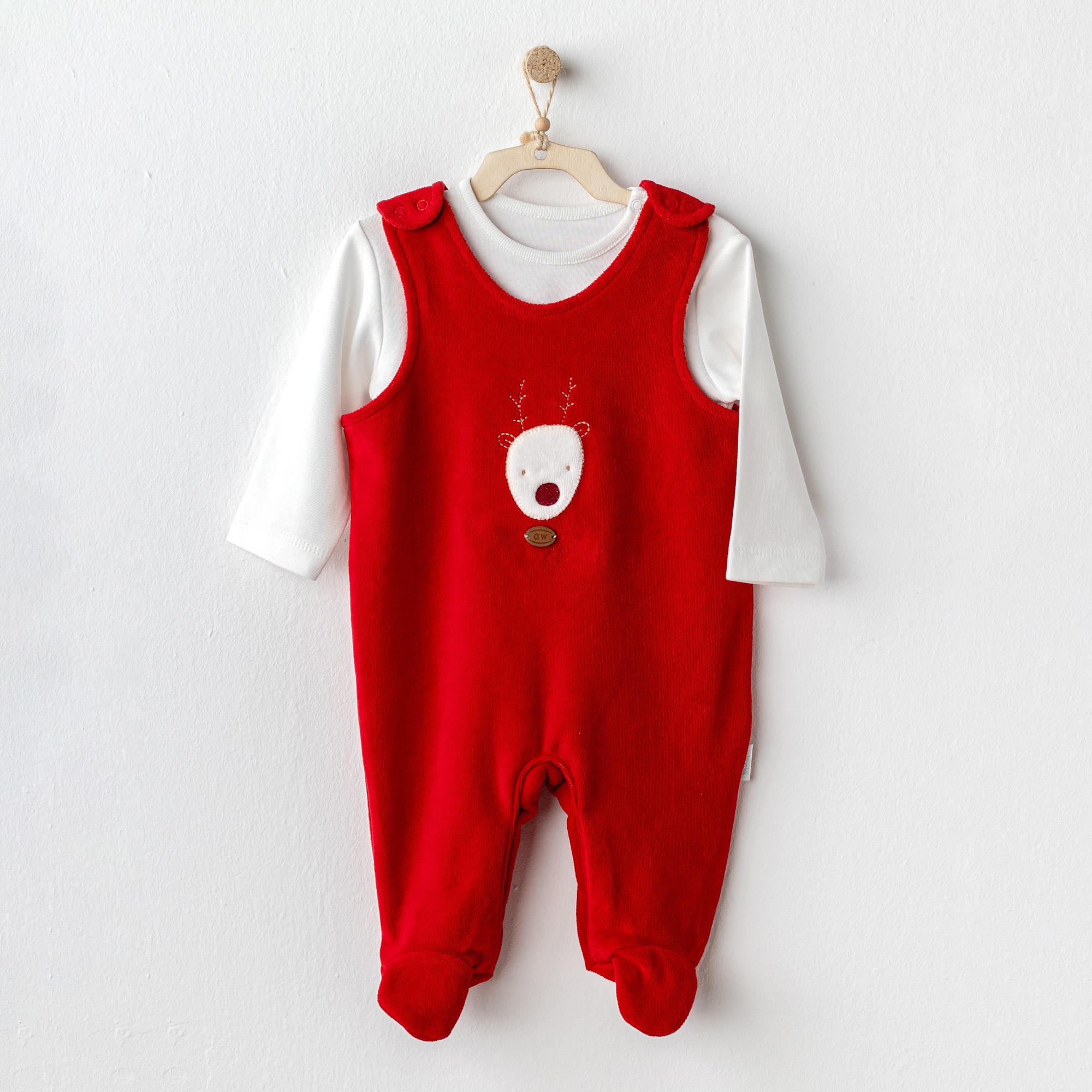 ANW-AC25339Bebek Tulum Takım Romper Set Velvet Happy Newyear AC25339