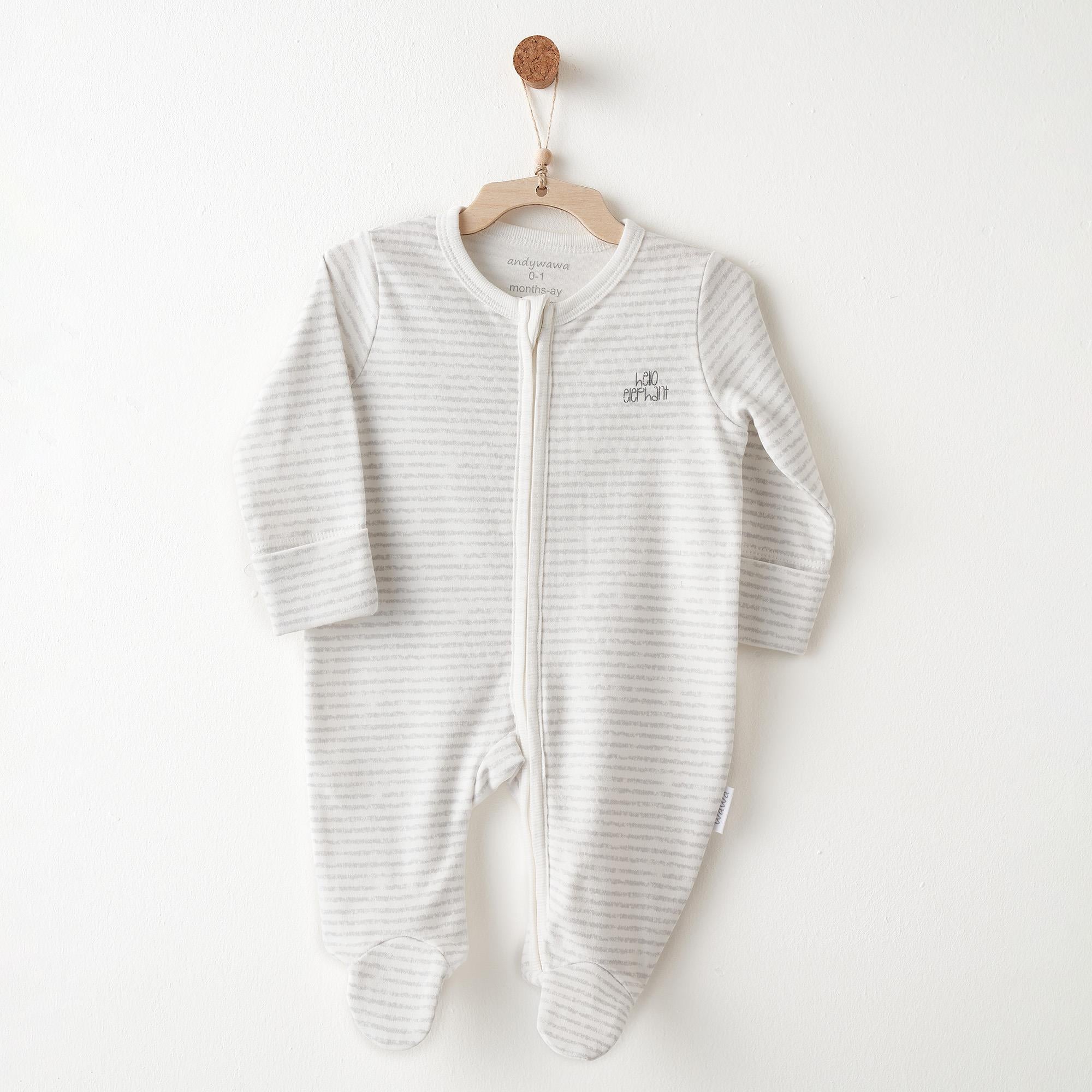 ANW-AC26586Erkek Bebek Tulum Romper Hello Elephant ANW-AC26586