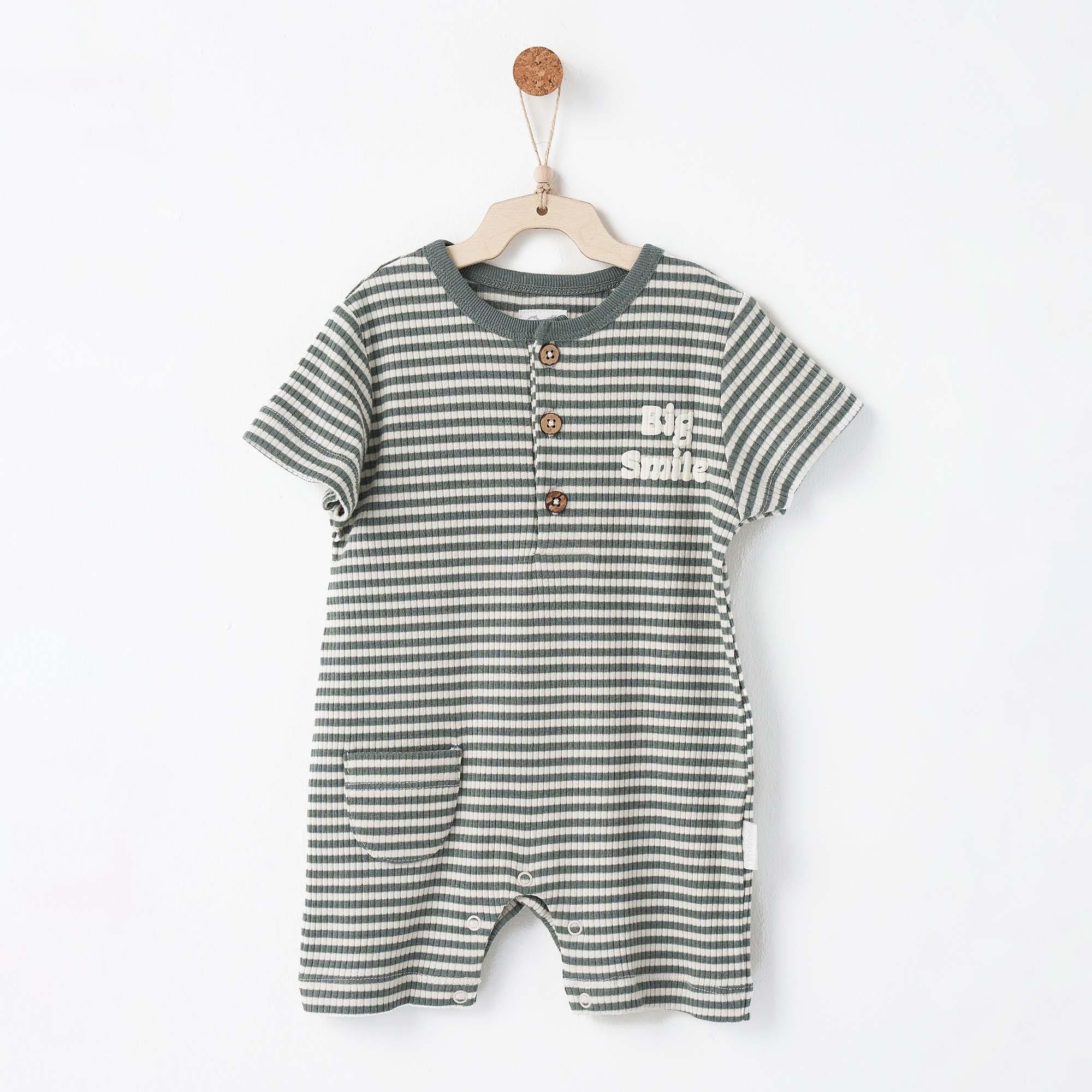 ANW-AC26671Bebek Tulum Romper  Bamboo Strıped ANW-AC26671