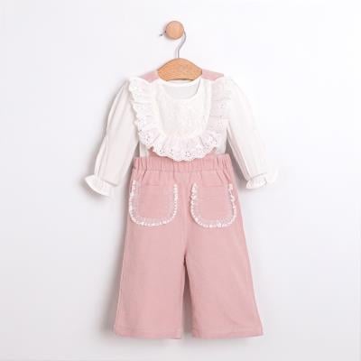 CMN-3754Kız Bebek Gömlekli Pantolonlu Tulum Takımı CMN-3754
