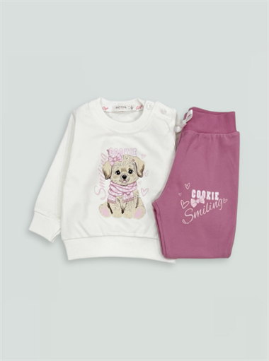 BRE-22159Kız Bebek Baskılı Eşofman Takımı BRE-22159