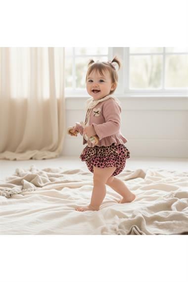 CMN-3738Kız Bebek Rose Poposu Fırfırlı 3'lü Takım CMN-3738