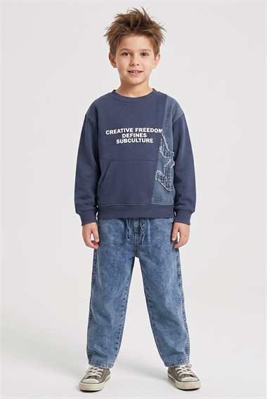 DMB-4198Erkek Çocuk Kot Pantolon Sweat Takım DMB-4198