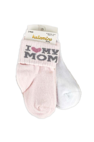 KAT-44118Kız Bebek Annemi Seviyorum 2'Li Soket Çorap