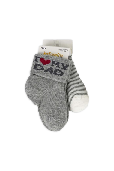 KAT-44119Erkek Bebek Babamı Seviyorum 2'Li Soket Çorap