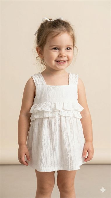 CKB-500555Kız Çocuk Dokuma Bebe Elbise CKB-500555