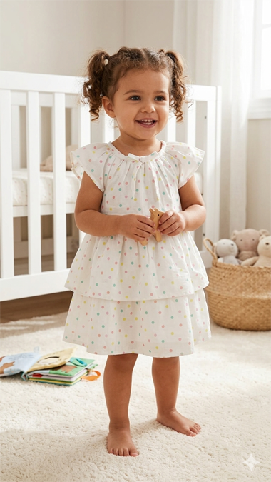 CKB-50527Kız Bebek Puantiyeli  Elbise CKB-50527