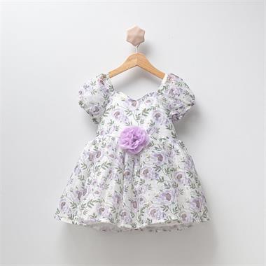 CMN-3210Kız Çocuki Çiçekli Kabarık Elbise