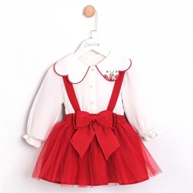 CMN-3750Kız Bebek Gömlekli Tütülü Yılbaşı Elbise Takımı CMN-3750