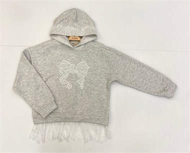 CKB-80812Kız Çocuk Kapşonlu Dantel Garnili Sweat  CKB-80812