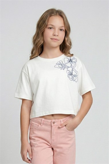 DMB-0750Kız Çocuk İşlemeli T-shirt DMB-0750